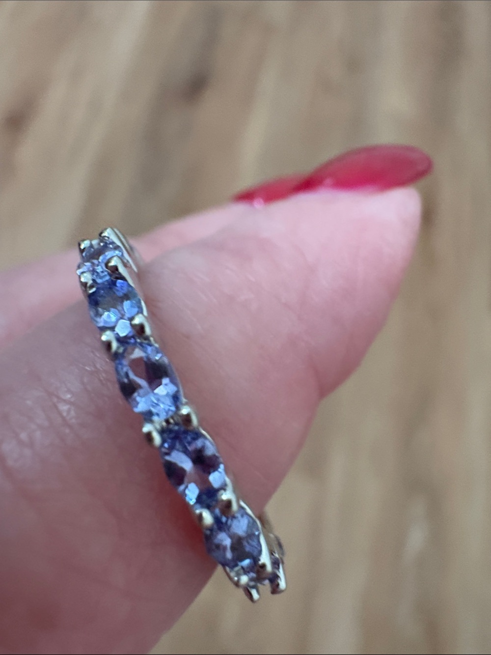 Beautiful solid 14kt white gold Tanzanite eternity band.